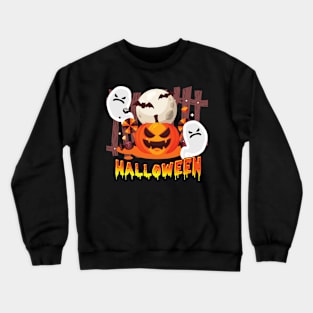 Halloween Pumpkin Candy Ghosts Moon Bat Scary Spooky Costume Crewneck Sweatshirt